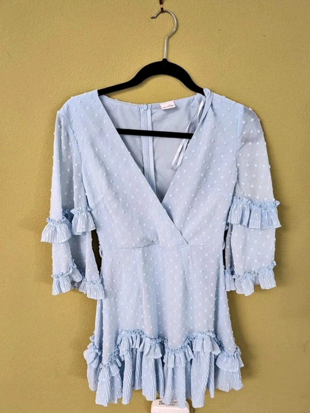 Women's Blue Ruffle Mini Dress - Picture 3 of 3